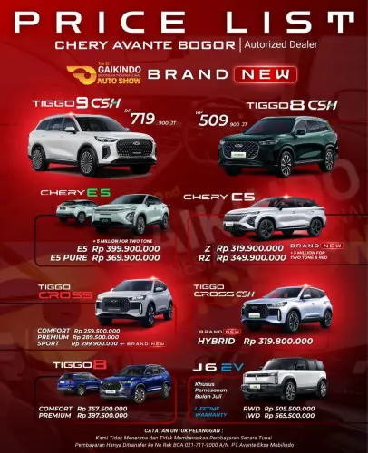 Pricelist Harga Chery mauk 2025